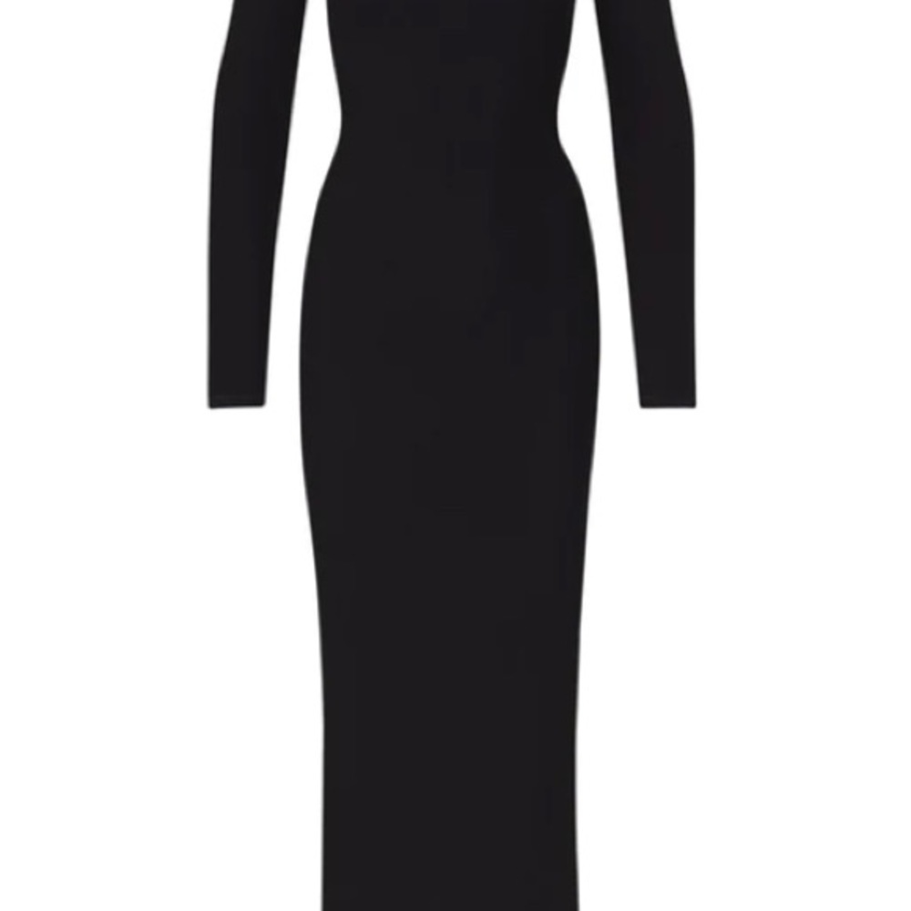 NWT SKIMS Soft Lounge Long Sleeve Ribbed Dress - Onyx - Picture 3 of 3